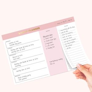 2021 Pink Gold 7''*10'' Size Weekly Planner Pad with Tear Off To Do List Custom Notepad Checklist Note Pad 
