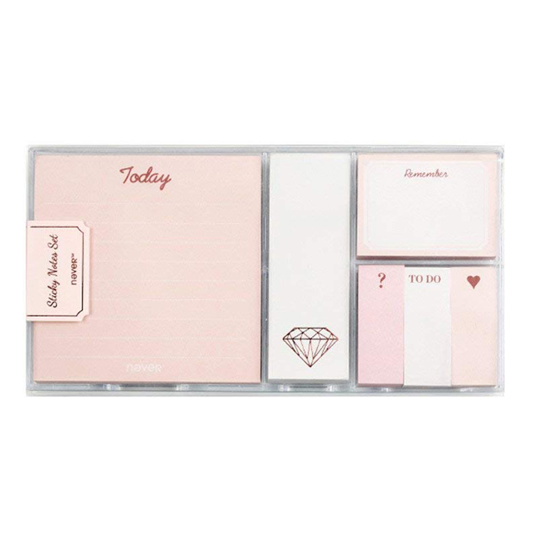 New Design Rose Gold Foil Stamping Custom Cute Sticky Note Set And Custom Sticky Notes Pads
