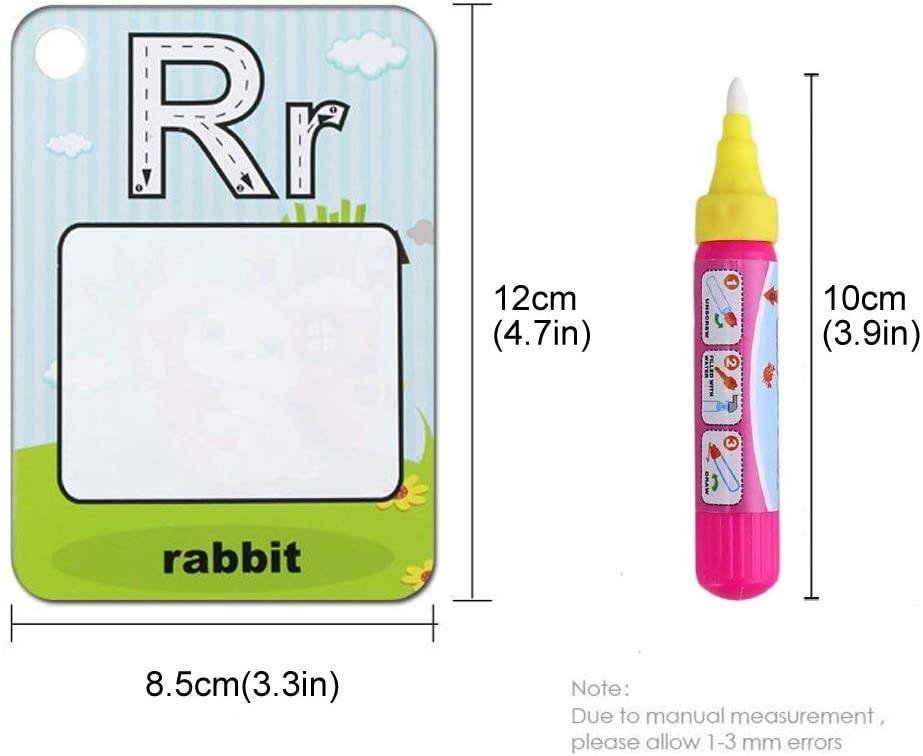 A-Z 26 Alphabet Cognitive Sight Words Flash Water Drawing Cards Kids Early Educational Magic Toys