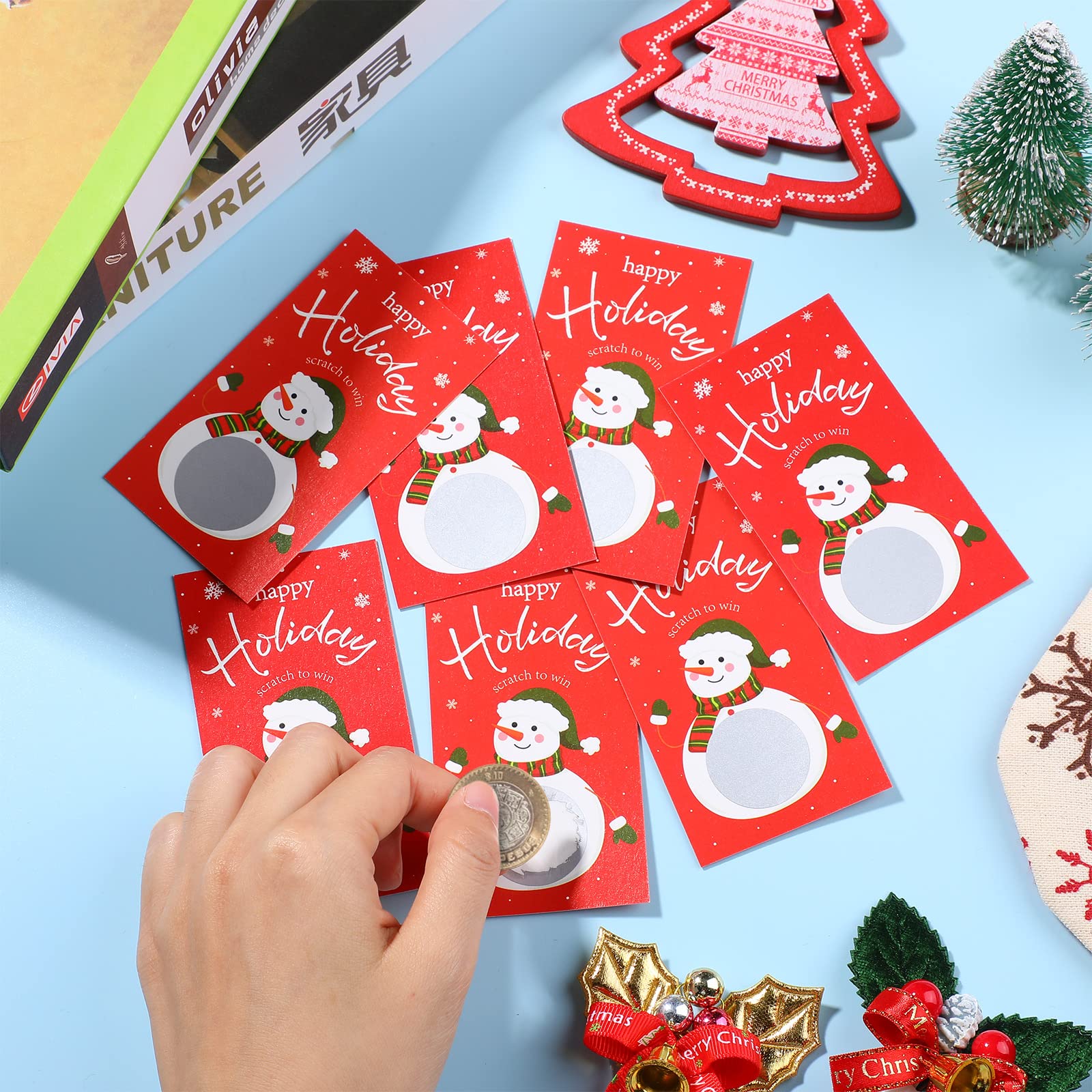Christmas Scratch Off Cards Stickers Christmas Party Games Vouchers Festive Raffle Tickets Holiday Business Prize Drawings for Kids Adults Families Events