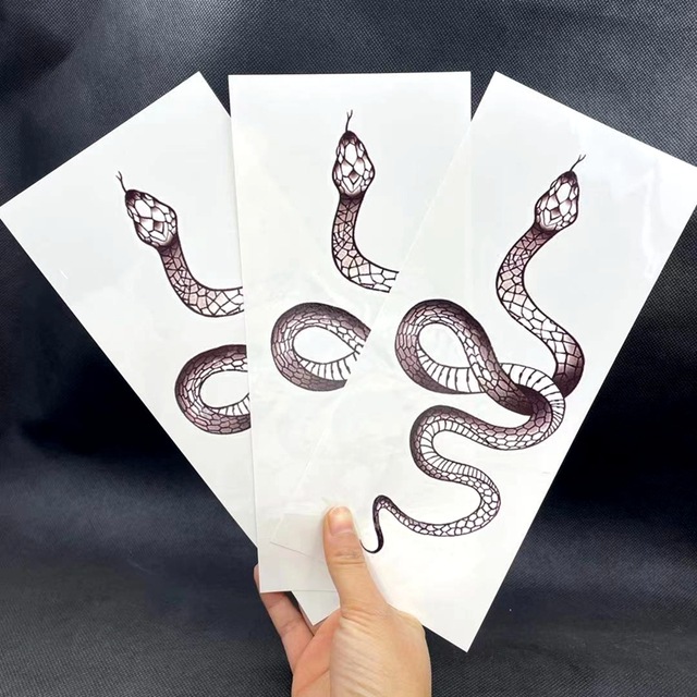 Custom Temporary Tattoo Sticker Sheet Waterproof Animals Fake Big Size Black Snake Stickers for Women Men Body Waist Arm Leg 
