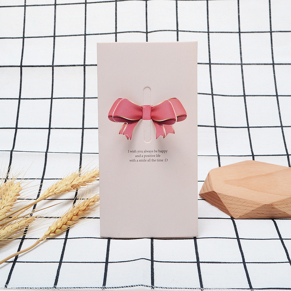  Custom Tri-fold Beautiful Bow Greeting Cards with Envelop Wholesale Angel Wings Greeting Card Set 