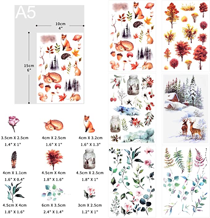 Decorative Color Custom Scratch Transfer Stickers Flower Planner Plant Rub-on Decal Sticker Logo Interior Diary Notebook Home