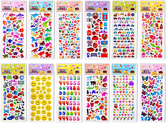 Custom Pattern Design Puffy Cute Star Sticker Set Pink Heart Smile Letter Animals Number for Water Bottle Bike Notebooks Diary