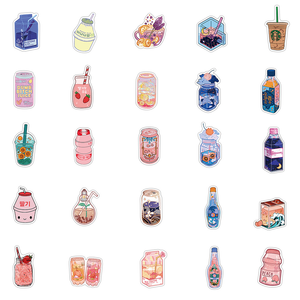 Summer Cute Flavored Drink Stickers PVC Kawaii Cartoon sticker