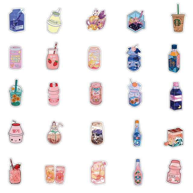 Summer Cute Flavored Drink Stickers PVC Kawaii Cartoon sticker