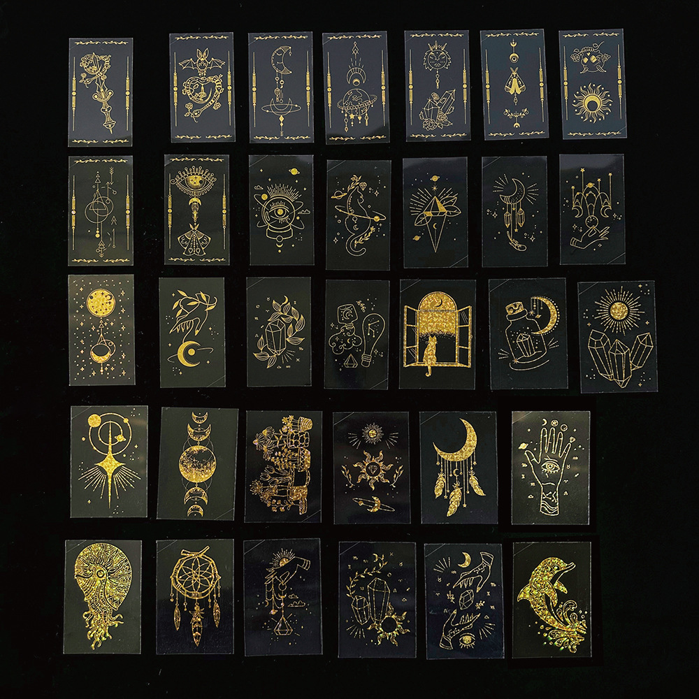 Holographic Hot Stamping Craft Stickers Gold Glitter Stickers for Junk Journals, Planners, Scrapbooking
