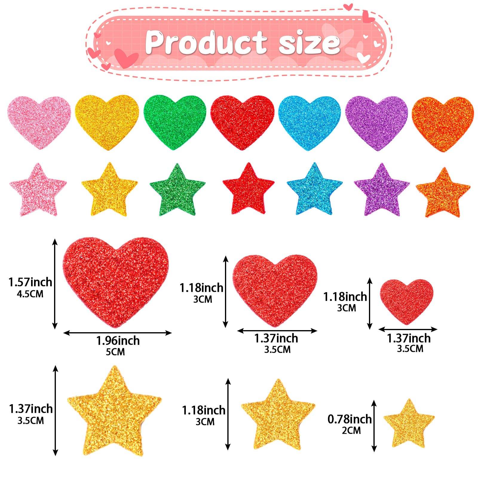 3D Custom Logo Children Colorful Glitter Foam Sticker Stars Heart Shapes Glitter Self Adhesive Puffy Sticker Play Set