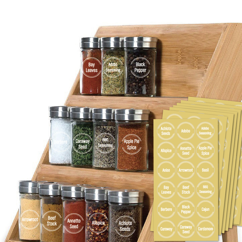 Water Resistant Minimalist Kitchen Transparent Clear Spice Jar Labels Preprinted Spice Label Stickers for Seasoning Herbs