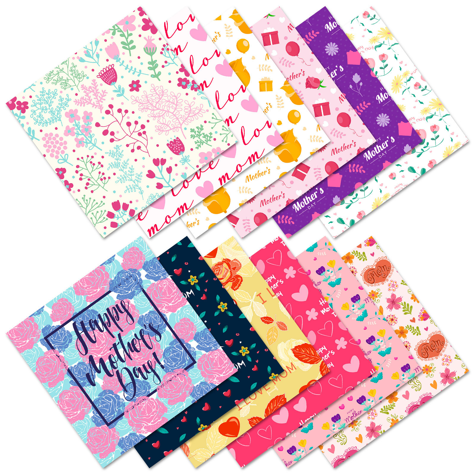 6x6in Mother's Day Pattern Scrapbook Paper Pads Scrapbook Premium Specialty Paper 15*15cm for DIY Background Card Making