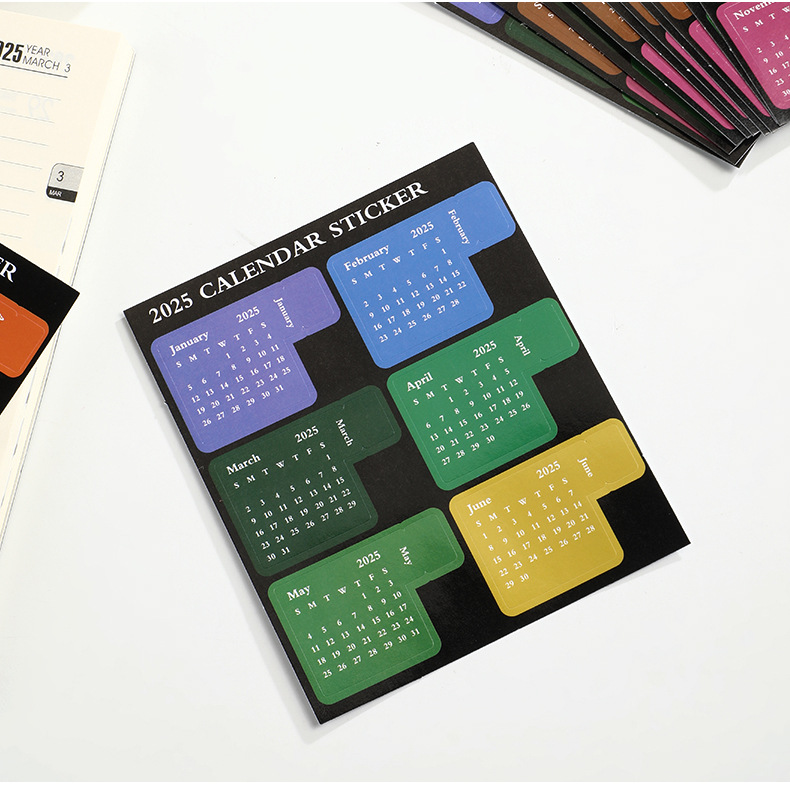 2025 Calendar Stickers Monthly Calendar Sticker Schedule Calendar Adhesive Sticky Divider Tabs for Planners Journal Notebook