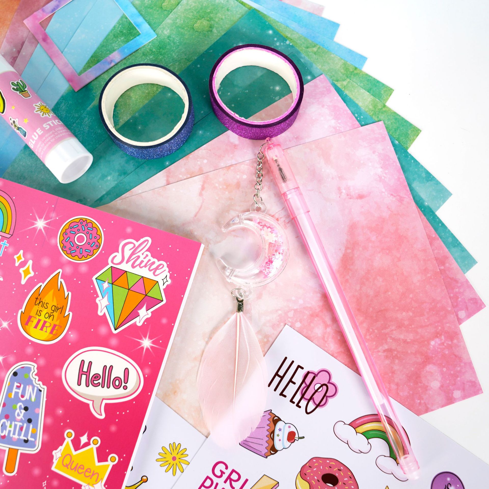2025 DIY Journaling Set for Girls Gold Journal Kits Teenage 8-12 Scrapbook Kit Pink Cute Journal Diary Notebook Gift