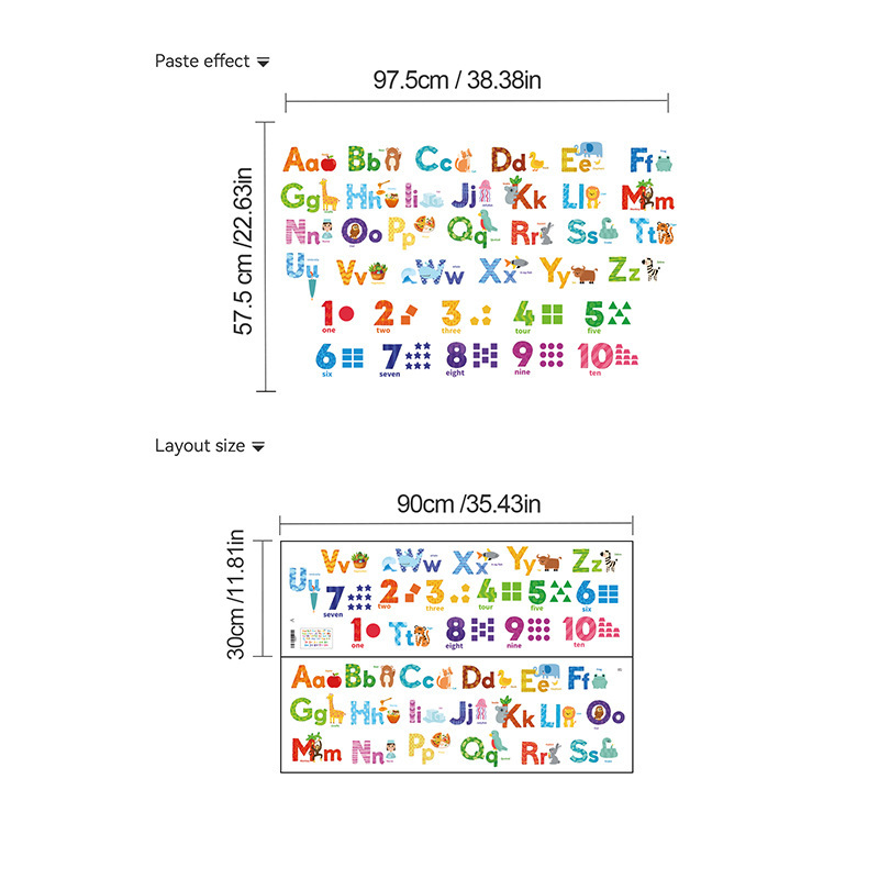 Colourful Animal Alphabet ABC Kids Wall Stickers Wall Decals Peel And Stick Removable Wall Stickers for Kids Nursery Bedroom