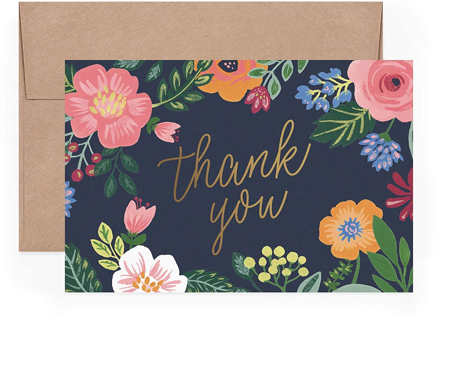 Luxury Thank You Cards Floral Design for Wedding Card with Envelope