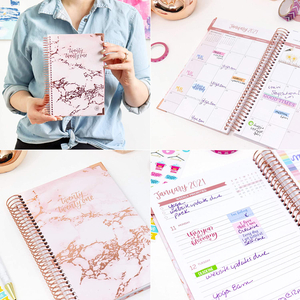 Hardcover Spiral Pink Marble Yearly Planners 2021 Notebook