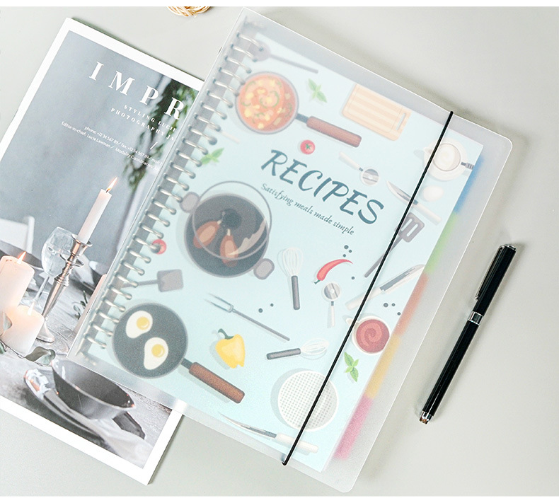 120GMS Recipe Book Binder To Write in Your Own Recipes for Baking with PP Cover & Back Storage Pocket & Tab