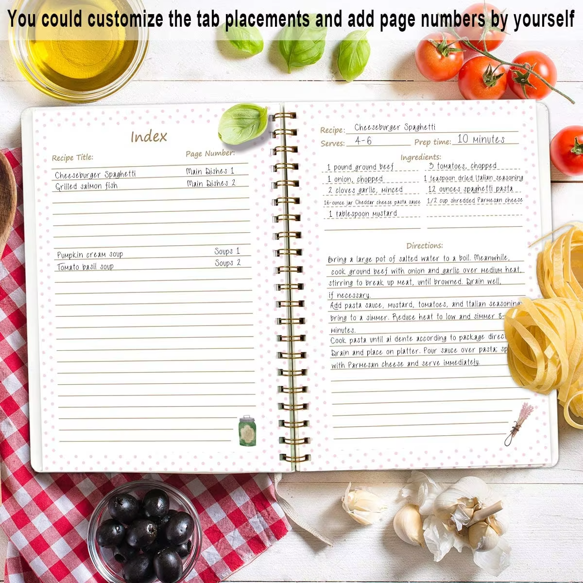 Recipe Notebook Journal Blank Cookbook Recipe Book 8.5" x 11" Blank Recipe Book to Write in with Tabs Stickers
