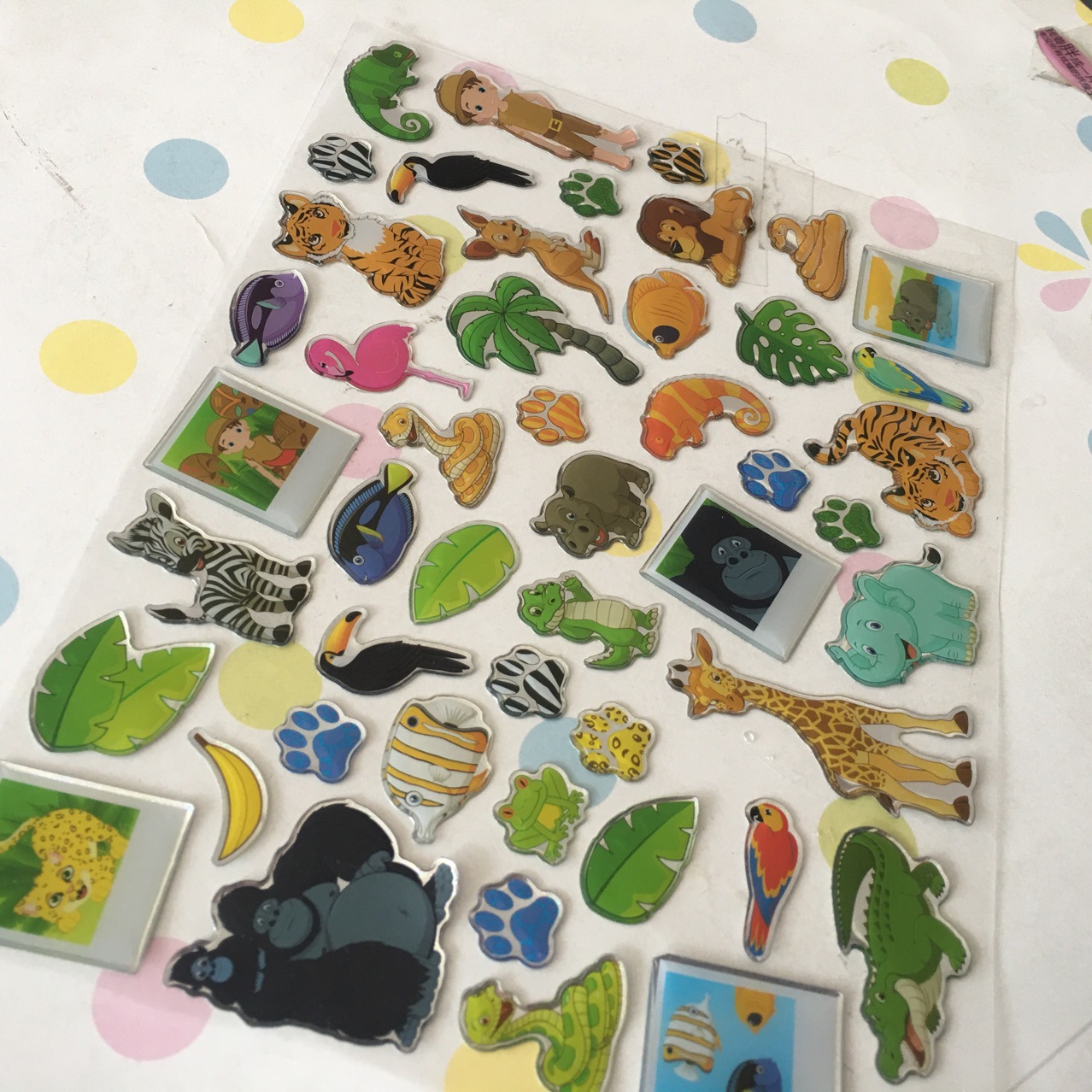 Custom Printing 3d Dome Epoxy Resin Sticker Sheet Kids Cute Animal Plants Fruit Sticker Decoration