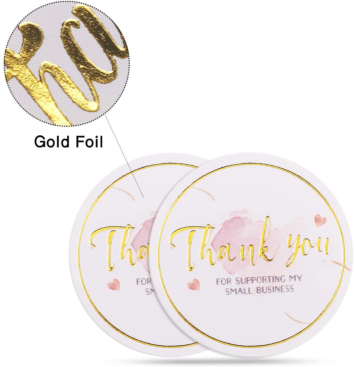 Thank You for Supporting My Small Business Label Elegant Blush Pink Gold Foil Thank You Stickers