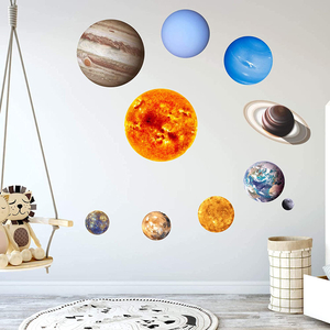3D Self-Adhesive Glow in The Dark Nine Planet Solar System Glowing Stickers 