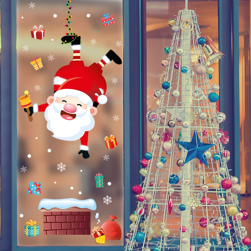 Cartoon Merry Christmas Decorative Window Stickers