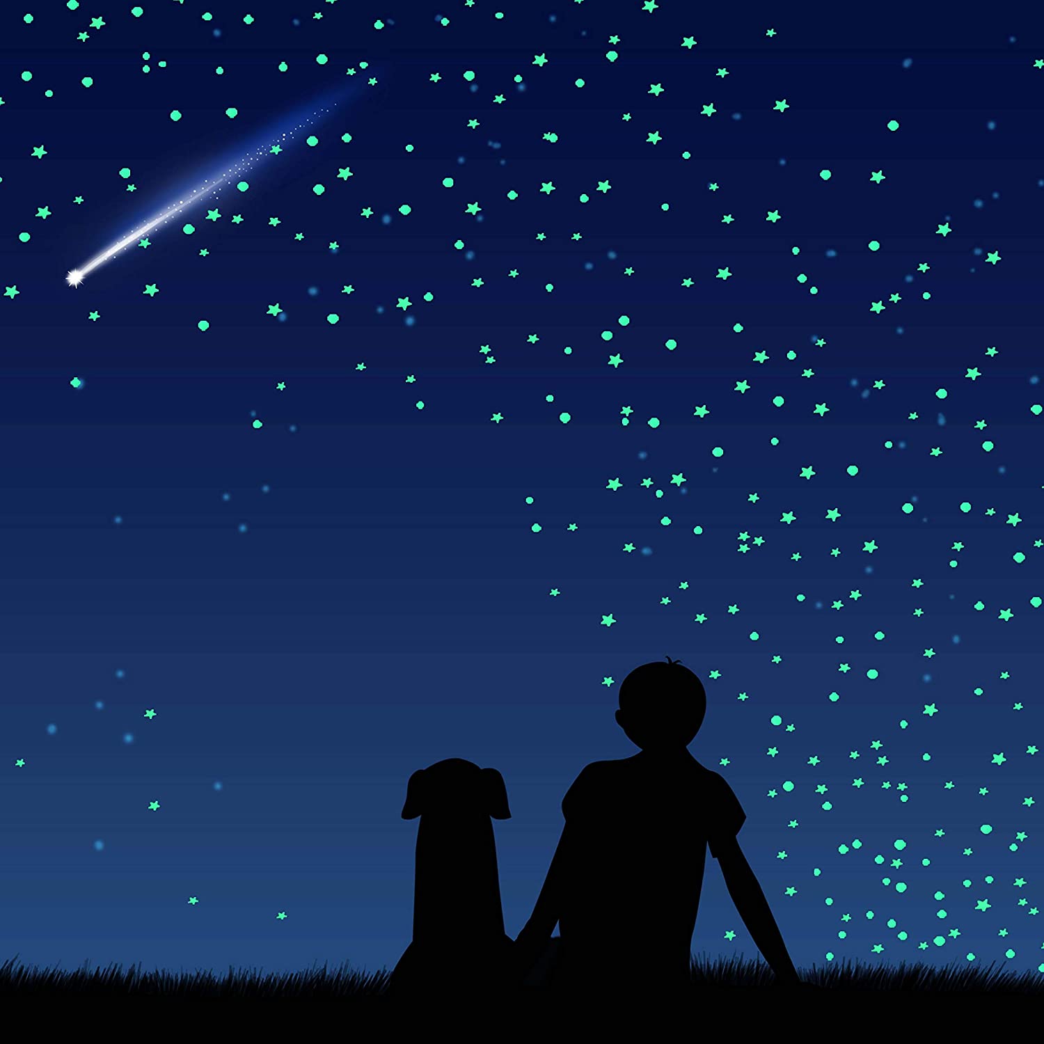 Glow in The Dark Stars with Crescent Moon Luminous Fluorescent Stickers Children's Room