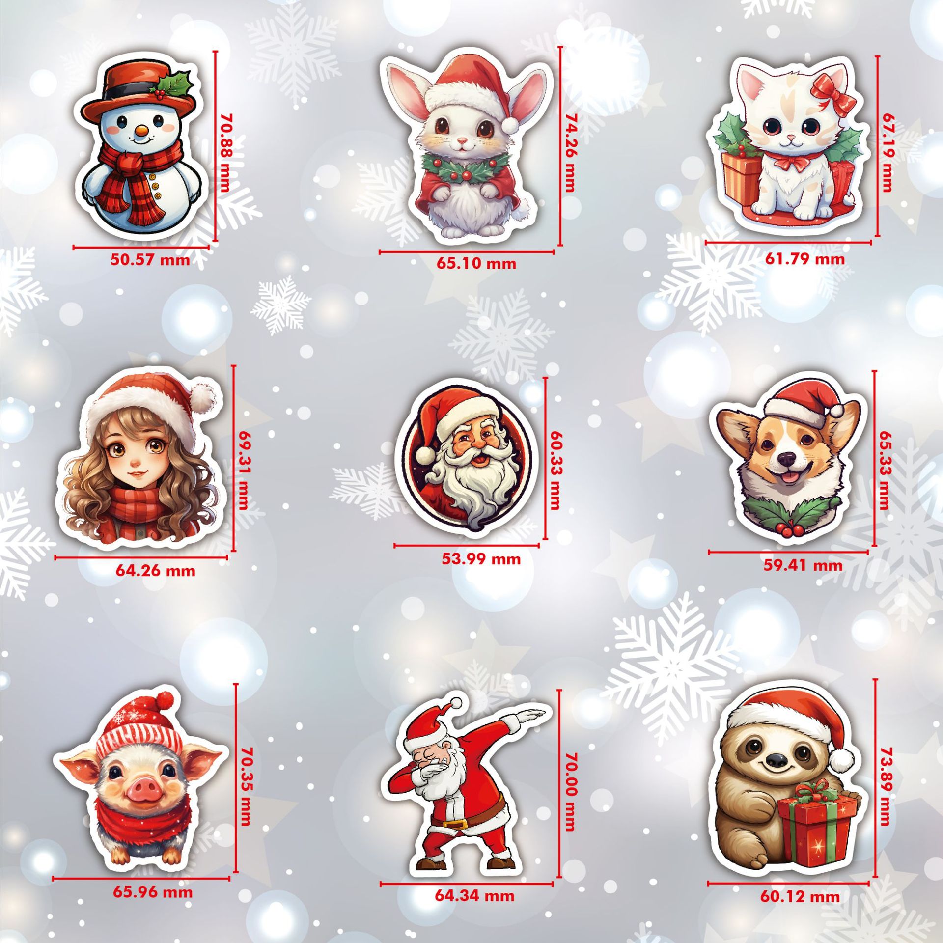 Vinyl Die Cut Cartoon Christmas Stickers Decorations for Laptop