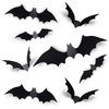 Halloween Bats Decoration, 4 Different Sizes Realistic PVC Black 3D Scary Bat Sticker