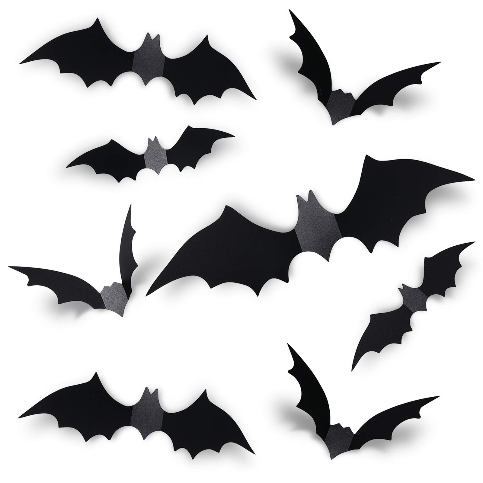 Halloween Bats Decoration, 4 Different Sizes Realistic PVC Black 3D Scary Bat Sticker