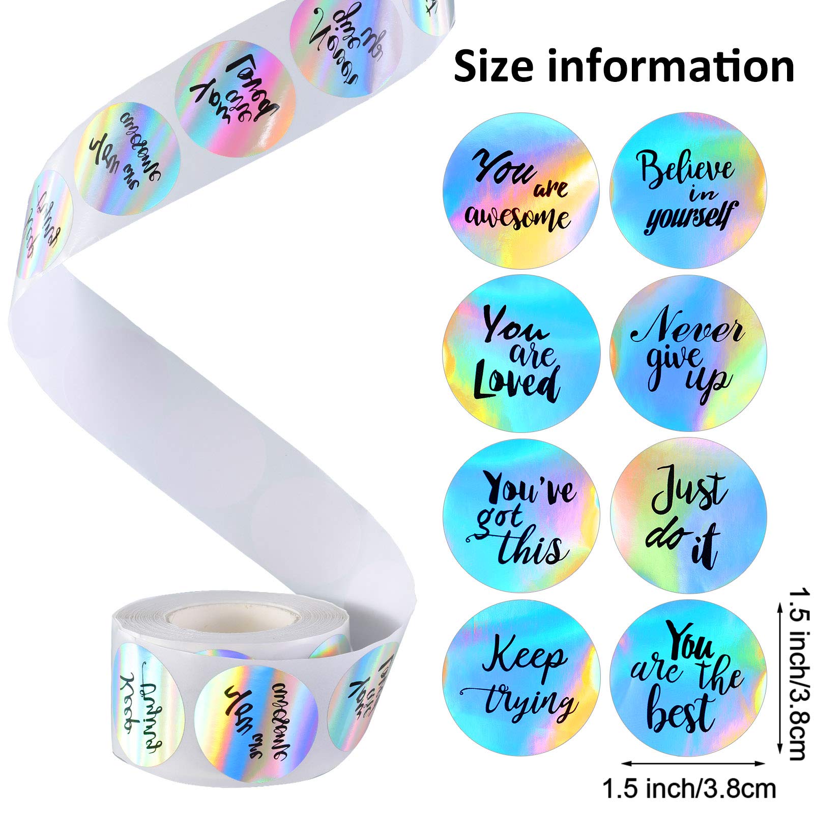 1.5 Inch Waterproof Laser Inspirational Motivational Quote Stickers Encouraging Stickers