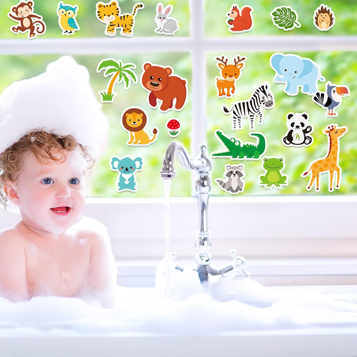 Animal Window Clings, Kids Removable And Reusable Gel Stickers 