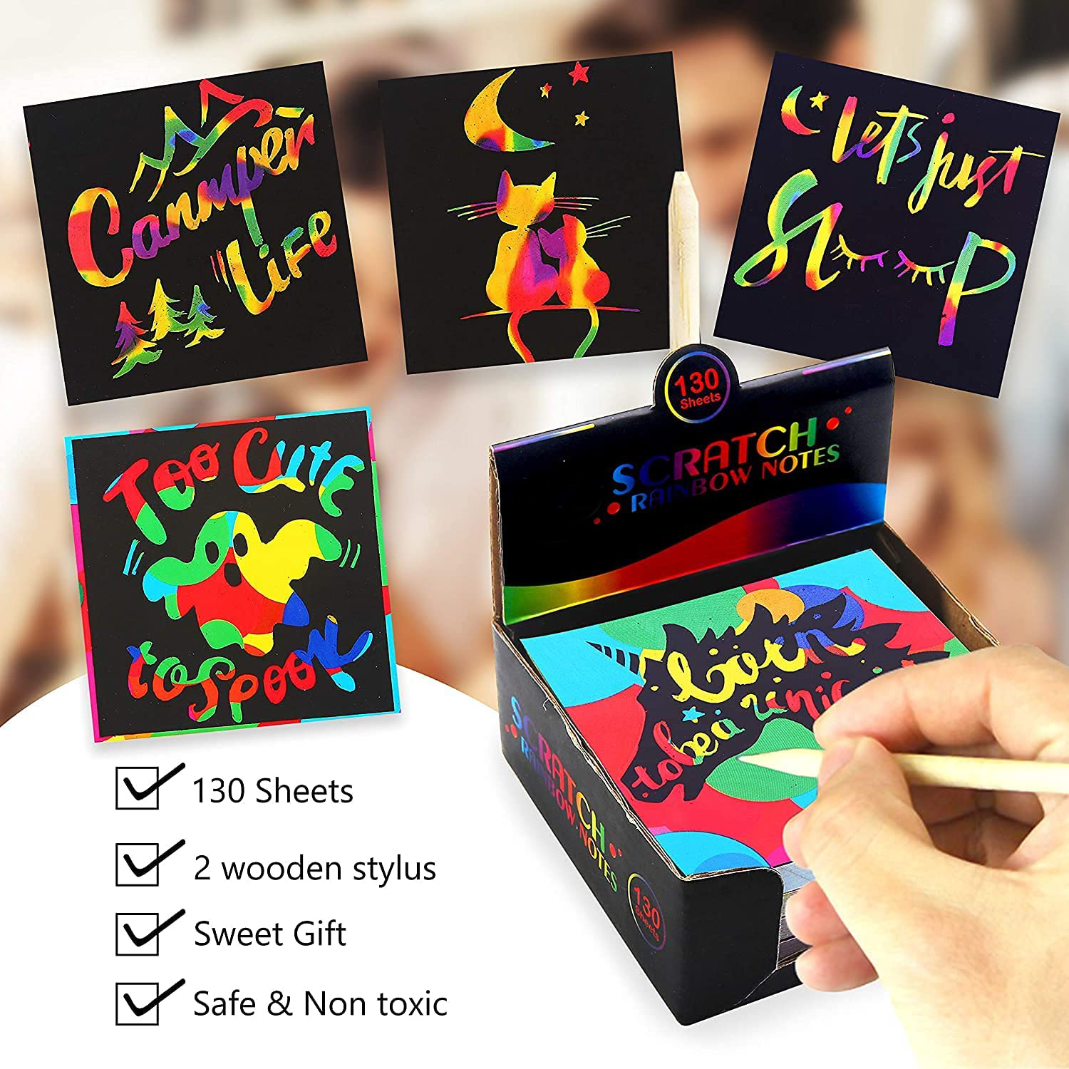 Scratch Off Rainbow Notes Scratch Art Paper for Kids