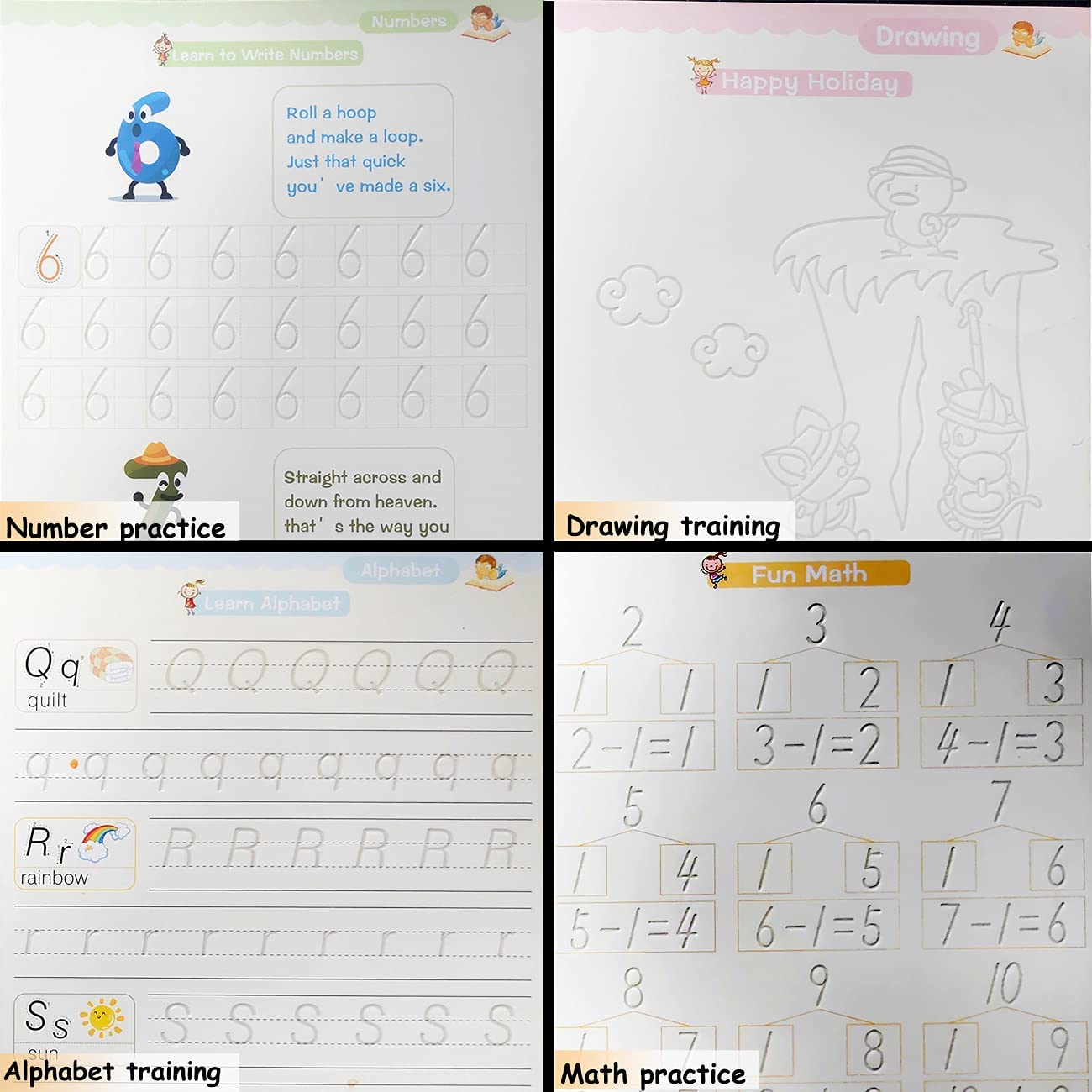 Magic Practice Copybook Reusable for Kids Alphabet Drawing Math Practical Writing