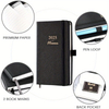 Jan - Dec 2025 Weekly Monthly Pocket Planner Calendar with Pen Loop, Back Pocket & Elastic Closure