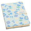 2025 Leather Floral Daily Planner Notebook with Flower Pattern, Daily Organizer Notebook with Button