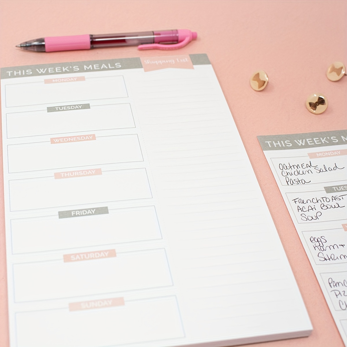 Weekly Meal Planning Pad with Grocery List 60 Sheets Tear-Off Menu Planner, Hardcover Paper Cover Personal Organizer