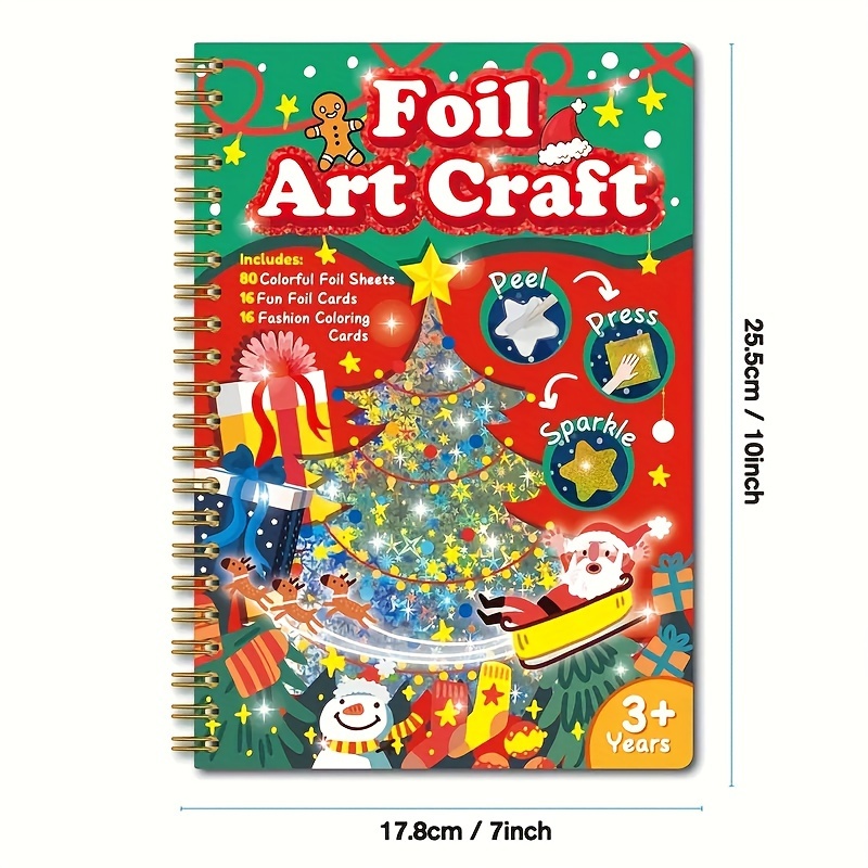 Foil Art Christmas DIY Toy No Mess Creative Travel Supply Set Idea Birthday Christmas Valentine Gift for Girl Boy Children