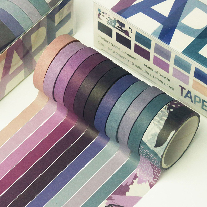 10 Rolls Rainbow Washi Tape 15mm Wide Set 