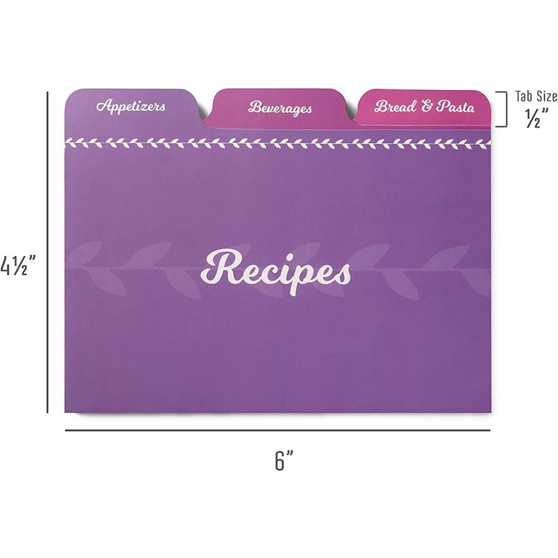24 Recipe Card Dividers 4 X 6 Inches Index Card Dividers with Floral Pattern 1/3 Cut Tabbed Note Cards Helps Organize Recipe Box