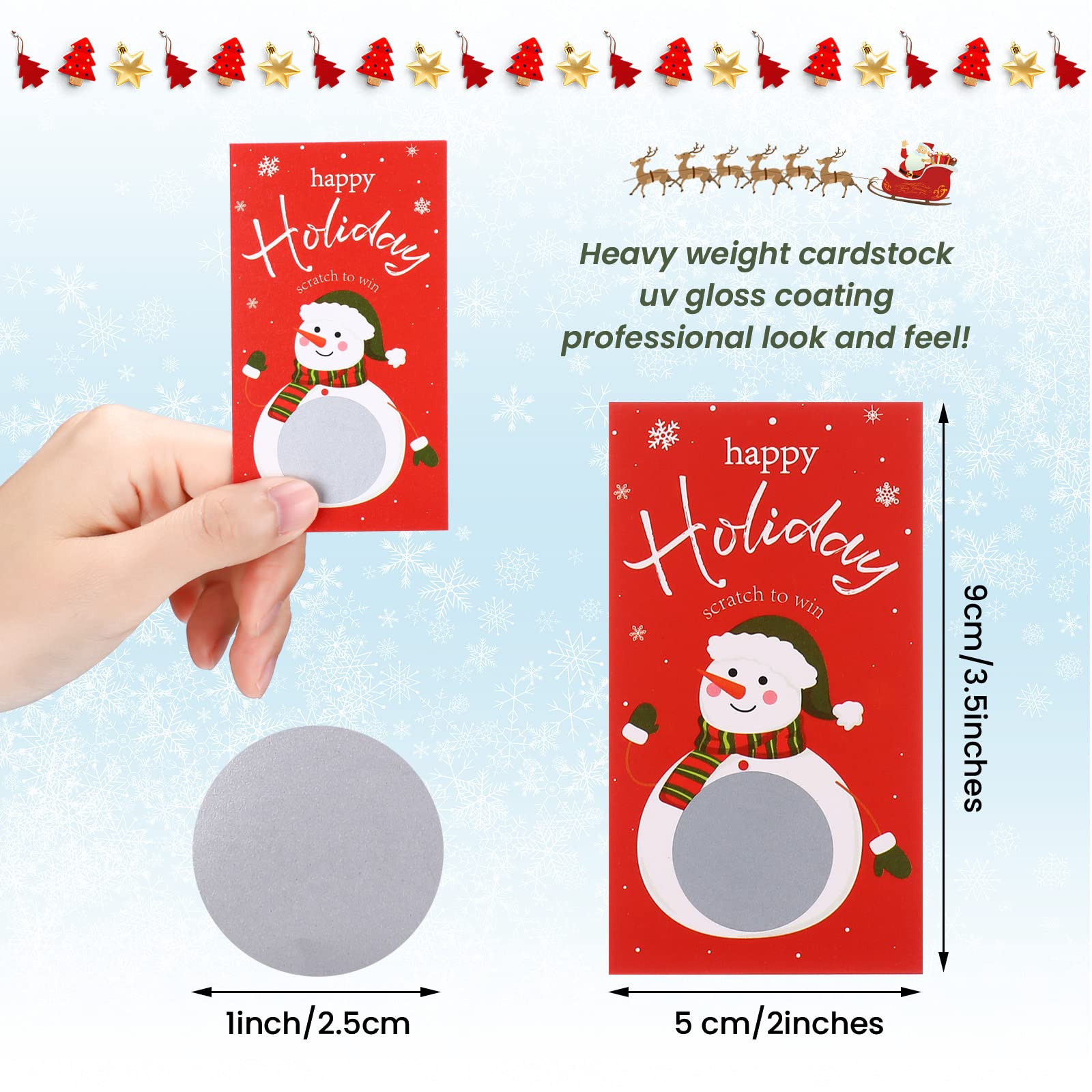 Christmas Scratch Off Cards Stickers Christmas Party Games Vouchers Festive Raffle Tickets Holiday Business Prize Drawings for Kids Adults Families Events