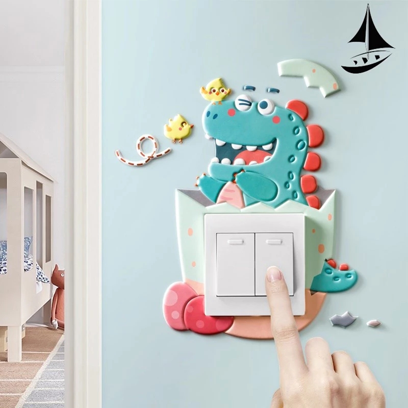 Custom 3d Foam Wall Stickers on-off Switch Outlet Cover Cute Beautiful Cartoon Animal Sticker Bedroom Kitchen Office Decor 