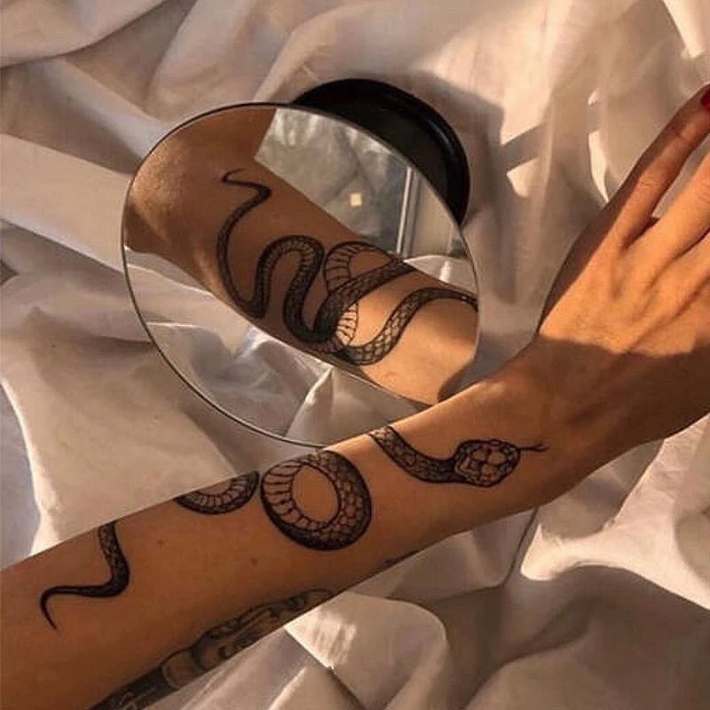 Custom Temporary Tattoo Sticker Sheet Waterproof Animals Fake Big Size Black Snake Stickers for Women Men Body Waist Arm Leg 