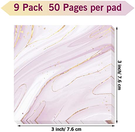 Customized Marble Adhesive Sticky Note Memo Pads Self-Stick Note Pads Set for Work, Office, School