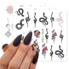 Fake Black Snake Dragon Decorative Sticker Nails Art Printing Custom Design Animal Manicure Nail Decal Stickers for Women Girls