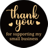 Adhesive Custom Logo Round Label 500pc Black Cake Box Thank You Stickers 2 inch Decorations Wedding Handmade with Love Decals