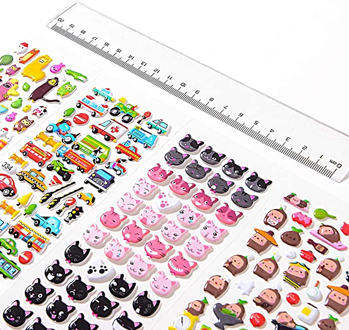 3d Soft Puffy Stickers for Kids Sheet Custom Design Decals Cartoon Animals Cars Airplane Food Letter Flower Pets Cake for Laptop
