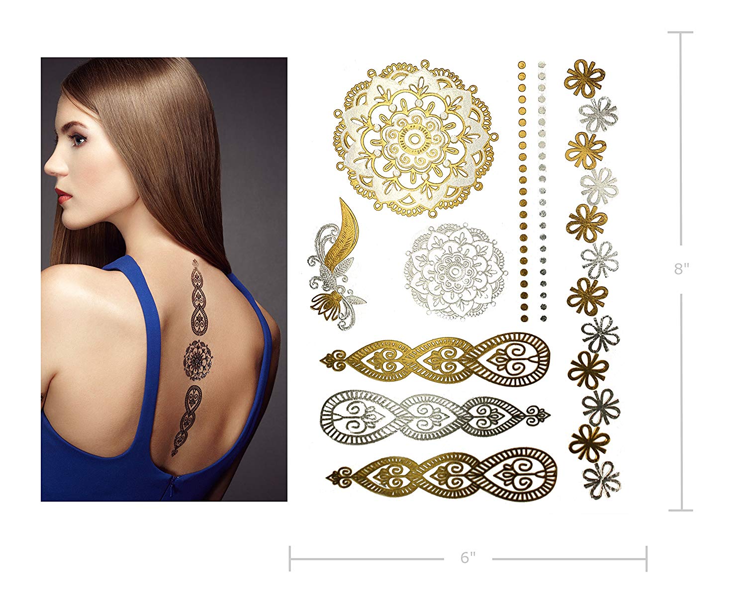 Non Toxic Skin Arm Custom Face Gold Sticker Temporary Tattoo
