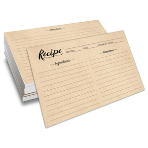 Customized Double Sided Recipe Card Paper Kraft Paper Blank Note Cards