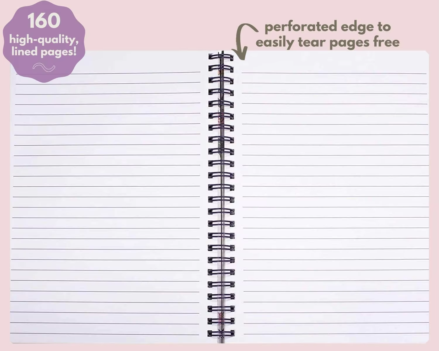 Cute Floral Spiral Notebook Journal with Durable Hardcover for Student Writing