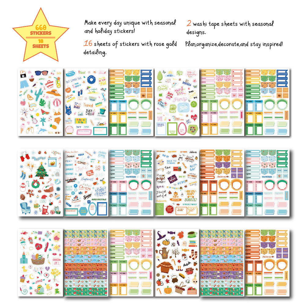 Vintage Seasonal Planner Sticker Sheets, Custom Sticker Pages for Planner